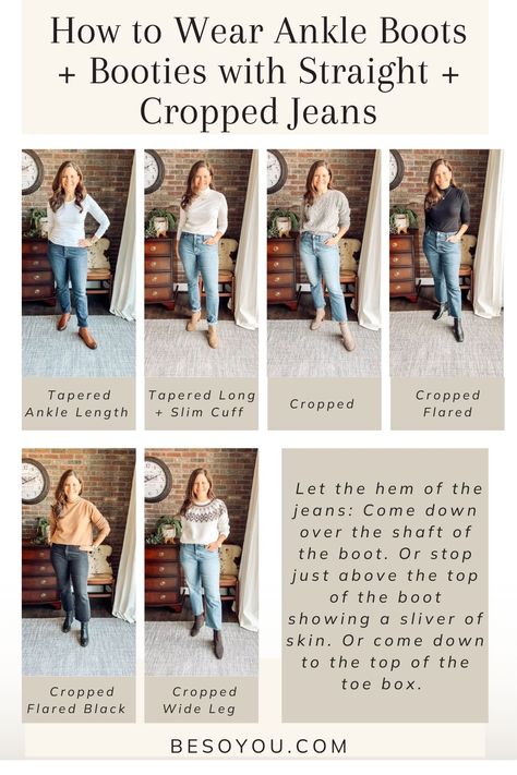 Ankle Length Flared Jeans Outfit, Lug Boots With Cropped Jeans, How To Style Ankle Jeans, Cropped Bootcut Jeans Outfit Fall, Straight Cropped Jeans Outfit Winter, Cropped Bootcut Jeans With Boots, Crop Jeans With Ankle Boots, Ankle Jeans And Boots, Flare Ankle Jeans Outfit