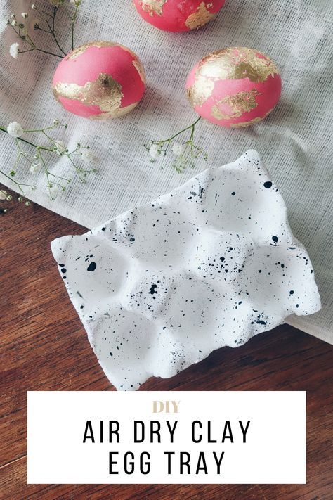 egg tray made out of air dry clay surrounded by 
 pink gilded eggs Egg Box Decoration, Diy Clay Dish Ideas, Scrap Clay Ideas, Egg Tray Diy, Clay Crafts Beginners, Air Dry Clay Plates Diy, Air Dry Clay Useful Projects, Diy Egg Tray, Air Clay Decor