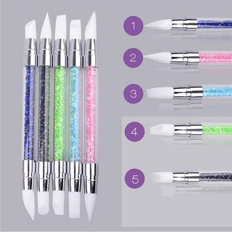 2 Way Rhinestone Crystal Nail Art Brush Pen Silicone Head Carving Emboss Shaping Hollow Sculpture Acrylic Manicure Dotting Tools Nail Dryer Led Flashlight Uv Lamp Portable Tools Set Nail Art File Nail Buffers Durable Buffing Grit Sand Block Kit - Nail Sets & Kits Hollow Sculpture, Crystal Nail Art, Nail Buffers, Minimalist Nail Art, Nail Art Pen, Art Brush, Gel Nail Design, Nail Art Kit, Uv Gel Nails