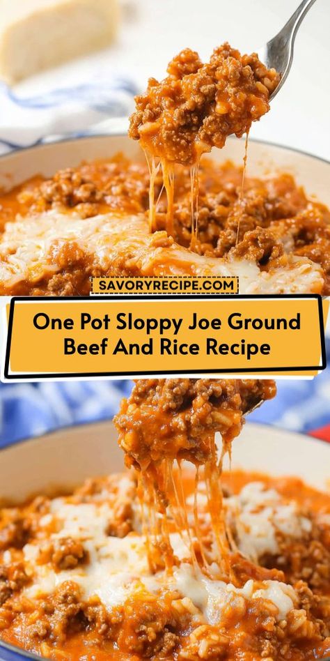 Try this One Pot Sloppy Joe Ground Beef and Rice Recipe for a quick and delicious dinner! Packed with protein and flavor, this ground beef recipe is perfect for busy families. Cooked in one pot, it saves time and effort, making it a go-to meal for any occasion. Savor the simplicity! Sloppy Joe Skillet, Jamaican Ground Beef Recipes, Ground Beef Rice Recipes For Dinner, Ground Beef And Minute Rice Recipes, Ground Beef Recipes Easy Quick Simple, Lunch Ideas Ground Beef, Easy Ground Beef And Rice Recipes, Rice Hamburger Recipes, Bbq Ground Beef Recipes