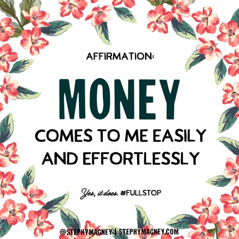 Unblock the flow of abundance. Say this: Money comes to me easily and effortlessly. #Affirmation #LoA Money Comes To Me Easily, Money Comes To Me, Affirmation Money, Lotto Winners, Abundance Money, Manifesting Dreams, Wealth Affirmations, Abundance Affirmations, Law Of Attraction Affirmations