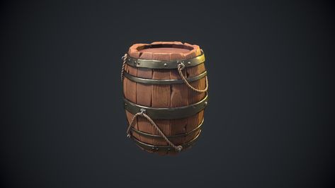 ArtStation - Stylized barrel , Alexandr Macovey Barrel Art, Medieval Docks Concept Art, Pirate Barrel, Barrel Concept Art, Stylized Boat Concept Art, Stylized Wood 3d, Pirate Props, Coin Games, Water Barrel