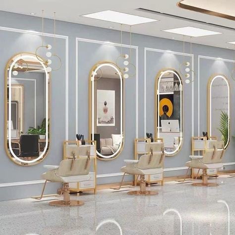 Barber Store, Salon Mirror, Small Salon, Beauty Salon Interior Design, Beauty Room Salon, Salon Mirrors, Clinic Interior, Hair Salon Design, Spa Interior Design