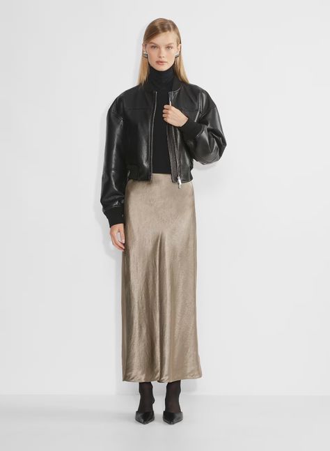 SLIP SATIN MAXI SKIRT - Satin slip maxi skirt Maxi Satin Skirt, Maxi Skirt Outfit, Rehearsal Dinner Outfits, Satin Maxi Skirt, Maxi Skirt Outfits, Dinner Outfits, Satin Maxi, Thanksgiving Outfit, Skirt Outfit