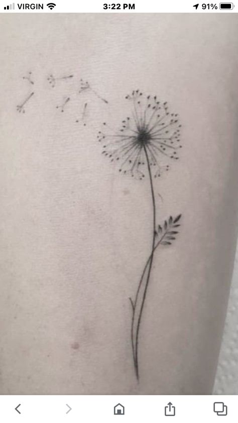 Dandelion Tattoos, Name Flower Tattoo, Tattoos 2022, Dandelion Tattoo Design, Tattoo Arrow, Lilac Tattoo, Side Hand Tattoos, Horse Tattoo Design, Animal Tattoo Ideas