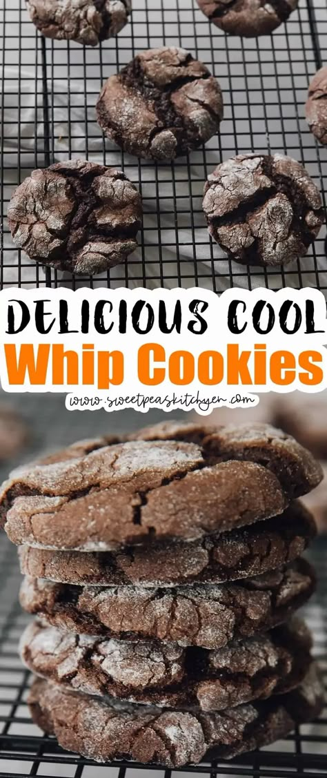 Chocolate Cool Whip, Whip Cookies, Powdered Sugar Cookies, Recipes With Cool Whip, No Bake Chocolate Cake, Forgotten Cookies, Cool Whip Cookies, Chocolate Cake Mix Cookies, Amazing Cookies