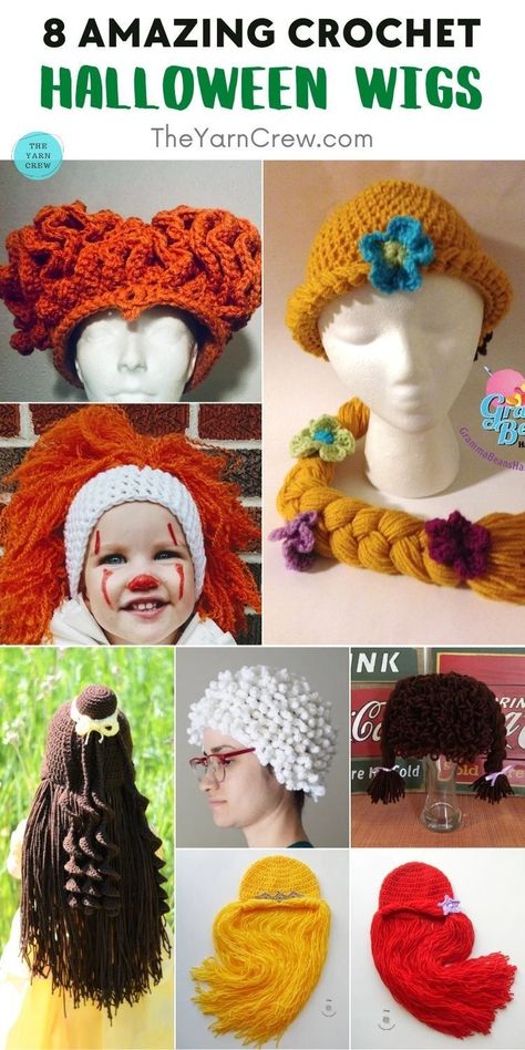 Free Crochet Wig Patterns, Crochet Wig Pattern Free, Crochet Old Lady Wig Pattern, Crochet Old Lady Wig, Crochet Cosplay Pattern Free, Crochet Costume Hat, Cosplay Crochet Patterns, Crochet Halloween Costume Women, Crochet Wig Hat