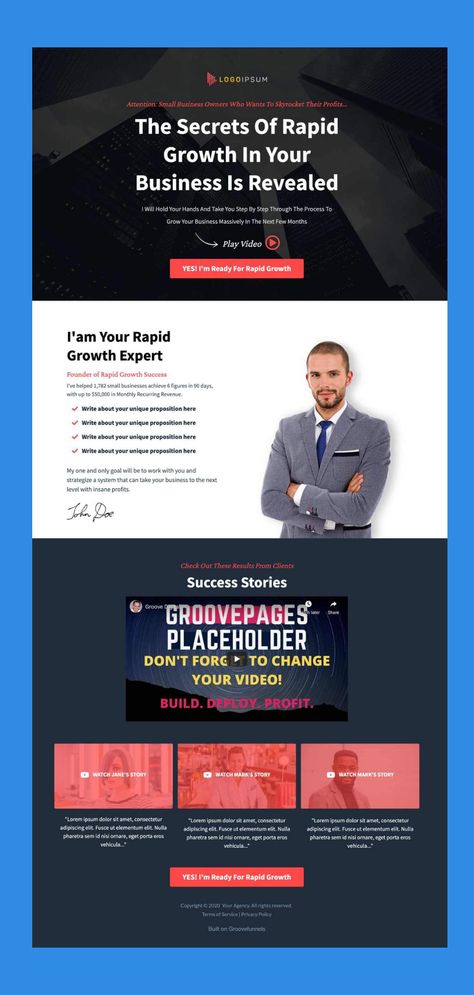 #onlinebusiness coach? Easy drag and drop landing page templates to get you up in running in minutes. #affiliatemarketing #templates #groovefunnels #groovepages Funnel Landing Page Design, Funnel Design Inspiration, Coaching Landing Page, Best Landing Pages, Coach Instagram, Landing Pages, Squeeze Page, Online Coaching, Landing Page Design