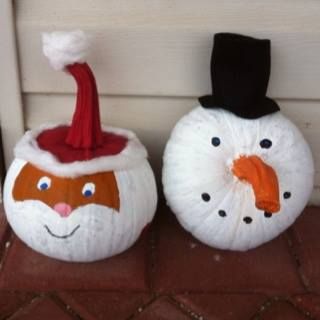 What to do with pumpkins for christmas! Pumpkins Turned Into Christmas Decor, Christmas Pumpkin Ideas, Decorating Pumpkins, Pumpkin Christmas, Paint Pumpkins, Christmas Outdoors, Christmas Pumpkins, Christmas School, Christmas Outdoor