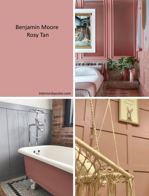 Benjamin Moore Rosy Tan - Interiors By Color Tan Paint Colors, Tan Paint, Pink Paint Colors, Bath Paint, Primary Bath, Paint Colors Benjamin Moore, Bedroom Wall Colors, New Condo, Upstairs Bathrooms