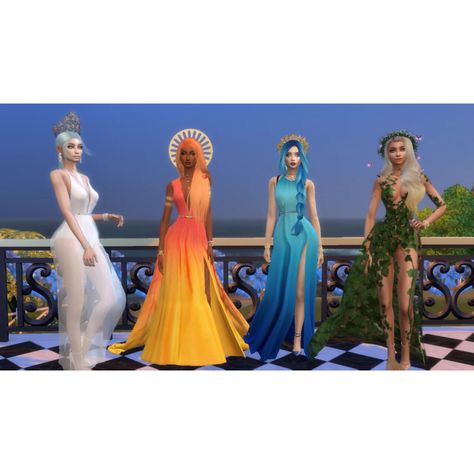 Sims 4 Elements Fire Water Air Earth using CC Wind Costume Element, The Elements Halloween Costumes, Earth Air Fire Water Halloween Costumes, 4 Elements Theme Party, Air Element Aesthetic Outfit, Four Elements Costume, Air Costume Element, Four Elements Halloween Costume, Fire And Water Costume