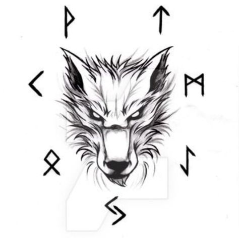 Viking Wolf Design, Fenrir Tattoo Design, Berserker Tattoo, Sparta Tattoo, Fenrir Tattoo, Wolf Tattoos Men, Vikings Tattoo, Viking Wolf, Biker Tattoos