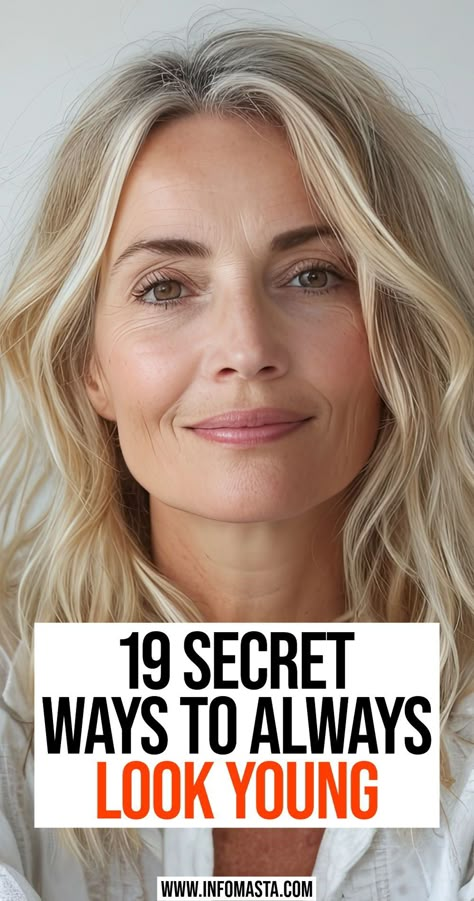 Uncover the best 19 anti-aging secrets for a youthful appearance. These tips will help you look and feel younger. Facial Peels, Men Over 60, Makeup Tips To Look Younger, Tips To Look Younger, Growing Old Gracefully, Makeup Tips For Older Women, Slow Aging, Beauty Hacks Skincare, Makeup Advice