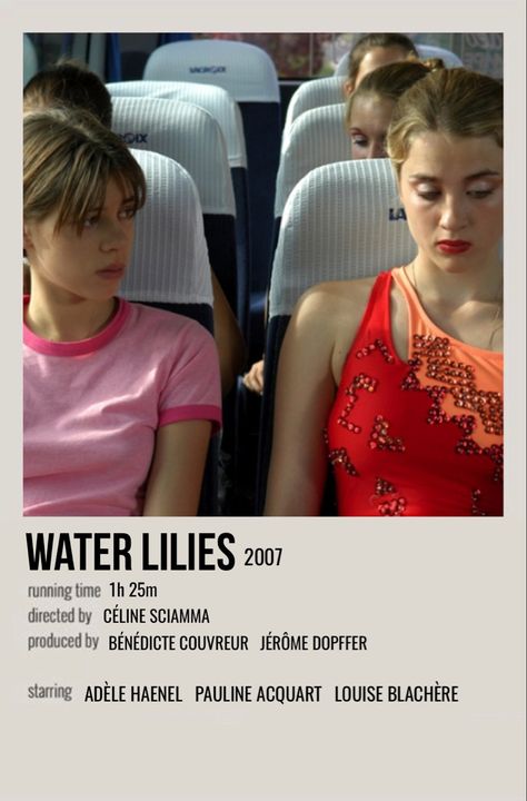 Water Lilies Movie Poster, Waterlilies Movie, Water Lilies Movie, Lily Movie, Wlw Movies, Celine Sciamma, Polaroid Movie Poster, Movies Ideas, Movie Character Posters