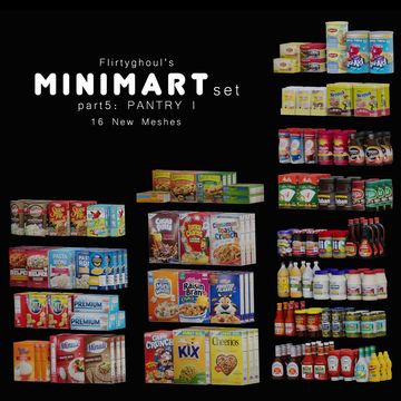 Minimart Set | Part 5: Pantry I (Early Access) | flirtyghoul on Patreon Ts4 Patreon, Sims 4 Nails, Lotes The Sims 4, Sims Furniture, Sims 4 Kitchen, Pantry Food, Sims 4 Traits, Sims 4 Cas Mods, Play Sims 4