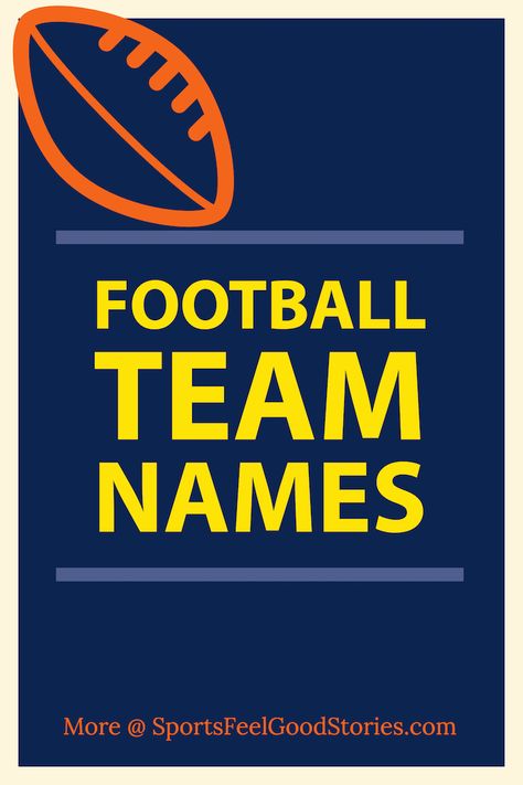 Good football team names for your squad. Review our many lists and select one for your team. Some funny; some inspirational. And, some are just cool  #football #names #coach Football Training Program, Powder Puff Football, Football Team Names, Football Names, Best Football Team, 2nd Grade Teacher, Youth Football, Football Quotes, Flag Football