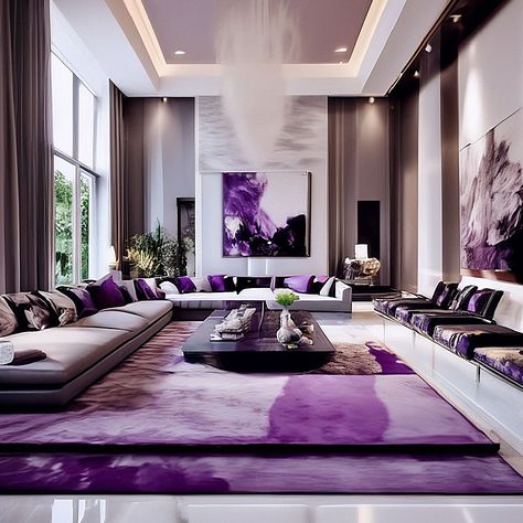 DNNU interiors Deep purple elegance living room Living Spaces Sofa, Marble Interior Design, Purple Interior Design, Living Room Designs Cozy, Classical Living Room, Monochromatic Room, Purple Living Room, Lounge Interiors, Affordable Sofa