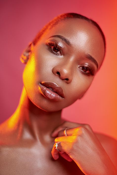 Metallic Photoshoot, Orange Photoshoot, Monochromatic Photoshoot, Ceo Glow, Colour Gel Photography, Neon Photoshoot, Setup Inspiration, Glowing Skin Routine, Sunday Riley Ceo