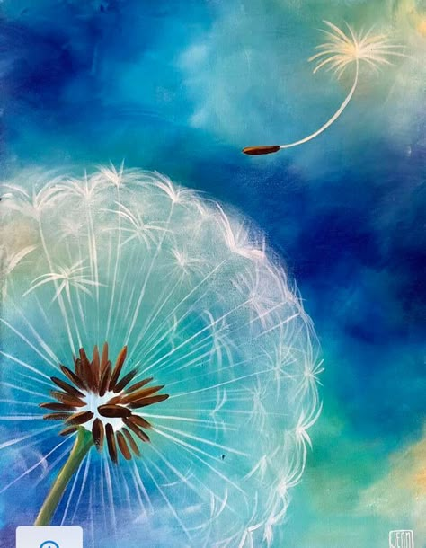 Make A Wish Dandelion Art, Diy Dandelion Painting, Paintings Of Dandelions, How To Paint A Dandelion Easy, Wish Painting, Dandelion Flower Painting, Dandelion Acrylic Painting, Dandelion Art Painting, Zen Painting Ideas