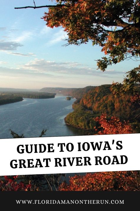 The best Iowa road trip is full of breathtaking overlooks, awesome history, and more than it's fair share of surprises. Follow the Great River Road in Iowa and enjoy an amazing family vacation! #greatriverroad #iowaroadtrip #traveliowa #thisisiowa #familyvacations #familyroadtrip #mississippiriver #fallvacations #falldestinations #falliniowa Great River Road Trip Iowa, Iowa Road Trip, Great River Road, Iowa Travel, Fall Road Trip, Florida Man, Fall Vacations, Great River, Best Family Vacations