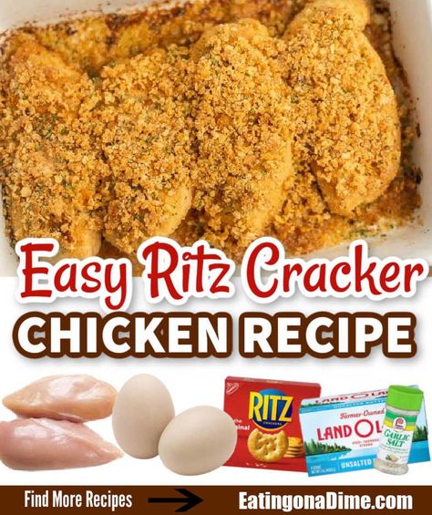 Ritz Cracker Parmesan Crusted Chicken, Ritz Baked Chicken, Ritz Cracker Chicken Recipes, Buttery Ritz Cracker Chicken, Ritz Crusted Chicken, Ritz Breaded Chicken, Baked Ritz Cracker Chicken, Ritz Cracker Chicken Crockpot, Chicken Breast Recipes Ritz Crackers