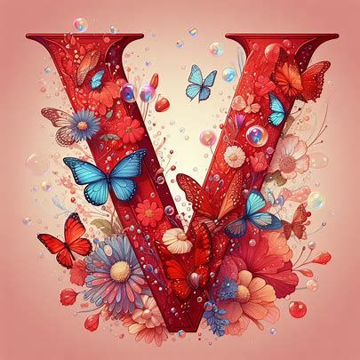 The letter "V" in hues of red with butterflies bubbles and flowers - Image Creator from Microsoft Designer V Letter Images, V Words, V Letter, Letter Images, Flower Box Gift, Bella Bella, Words Wallpaper, Alphabet Art, Army Girl