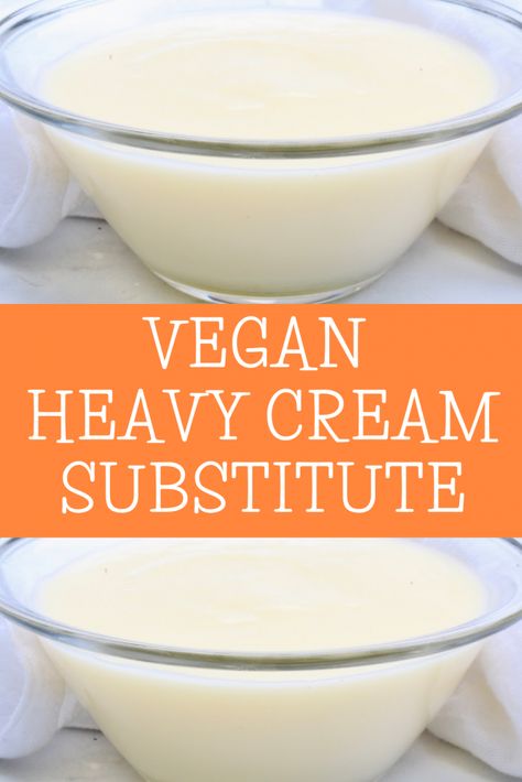 Got a recipe that calls for heavy cream? No problem! Making your own plant-based alternative is quick and easy! Use in any recipe that calls for heavy cream. Dairy Free Heavy Cream, Vegan Heavy Cream, Cream Substitute, Dairy Substitutes, Heavy Cream Substitute, Vegan Substitutes, More Protein, Vegan Milk, Vegan Sauces