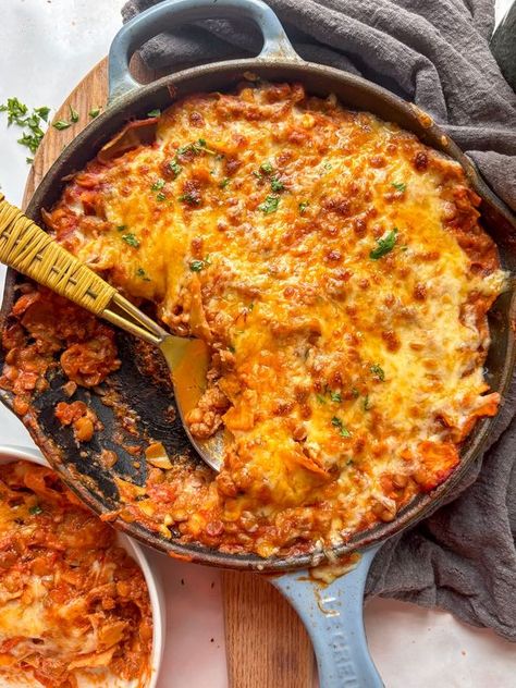 By The Forkful By The Forkful, Lentil Lasagna, Lasagna Skillet, Vegetarian Skillet, Lasagna Vegetarian, Skillet Lasagna Recipe, Curry Recipes Vegetarian, One Pot Vegetarian, Skillet Lasagna