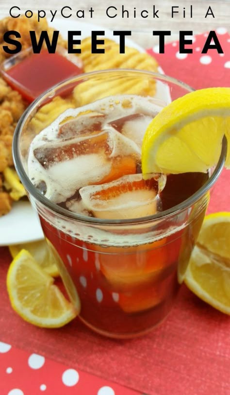 Copycat Chick Fil A Sweet Tea Recipe Summer Tea Recipes, Sweet Tea Recipe, Chick Fil A Recipe, Sweet Tea Recipes, Copycat Chick Fil A, Eat More Chicken, Southern Sweet Tea, Iced Tea Recipes, Summer Tea