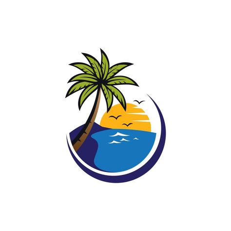 Sunset beach logo vector icon Beach Logo, Ship Logo, Sunset Beach, Beach Glass, The Sunset, Beach Sunset, Vector Icons, Vector Logo, Vector Art