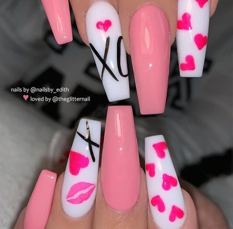 Nails Heart, Vday Nails, Valentine Nail Art, Kiss Nails, Nail Designs Valentines, Ballerina Nails, Nails Pink, Heart Nails, Unique Nails