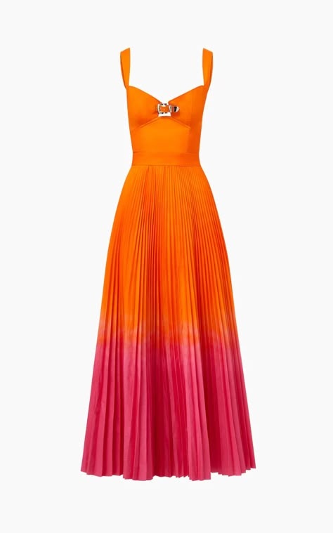 Pre Spring 2023 – BRANDON MAXWELL Edgy Glam, Dress With Pleated Skirt, Dorothy Dandridge, Brandon Maxwell, Bustier Dress, Orange And Pink, Dream Nails, Moda Vintage, Orange Dress