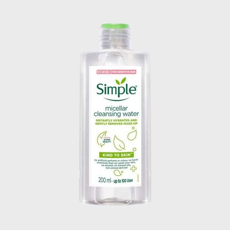 Simple Micellar Water, Water Makeup, Gentle Facial Cleanser, Oil Free Makeup, Micellar Cleansing Water, Cleansing Water, Skin Care Cleanser, Facial Cleansers, Water Cleanse