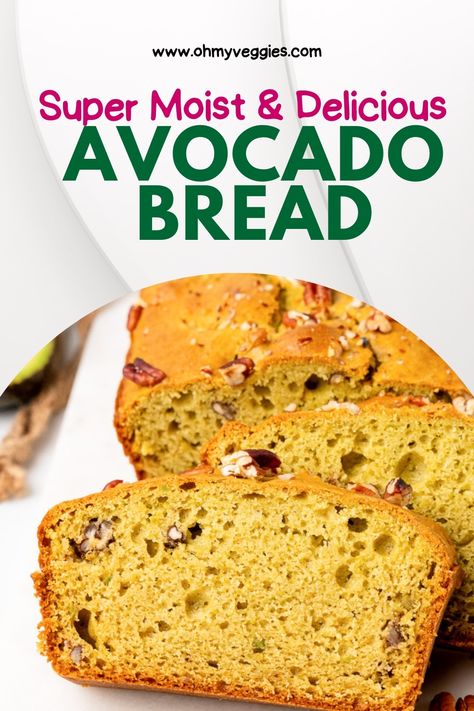 This easy Avocado Bread recipe is healthy and nutritious, super moist and delicious. The perfect way to use up ripe avocados! Avocado Bread Recipe, Avocado Baking Recipes, Bread With Almond Flour, Avocado Bread, Quick Bread Recipes Easy, Sugar Recipes, Mashed Avocado, Tasty Vegetarian Recipes, Vegan Cookbook