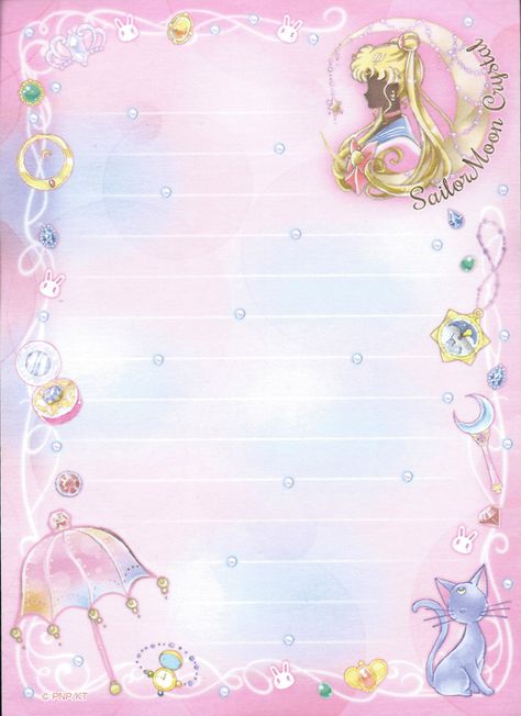 Sailor Moon Planner Printable, Sailor Moon Stationary, Sailor Moon Journal, Kawaii Printables, Memo Pad Design, Writing Paper Printable Stationery, Free Printable Stationery, Note Writing Paper, Writing Paper Printable