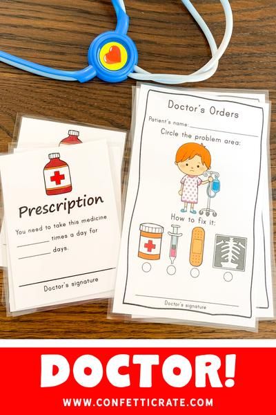 Doctor Printable, Doctor Dramatic Play, Home Activities For Kids, Community Helpers Activities, Doctor Play, Community Helpers Preschool Activities, Community Helpers Worksheets, Kids Dental Health, Pretend Play Printables