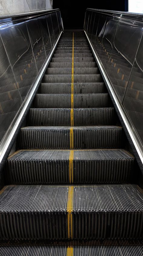 Escalator, Subway, Night, Darkness Stairs Graphic, Tampa Airport, Electronic Store, Leading Lines, Line Photography, Into The Darkness, Art Steampunk, Rubber Texture, Subway Station