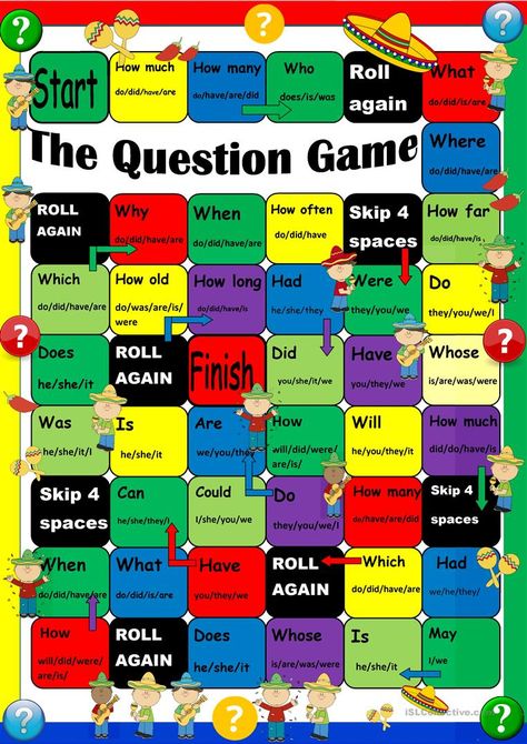 The Question Game, Ingles Kids, Speaking Games, Grammar Games, Helping Verbs, Teaching Game, Question Game, English Games, Speaking Activities