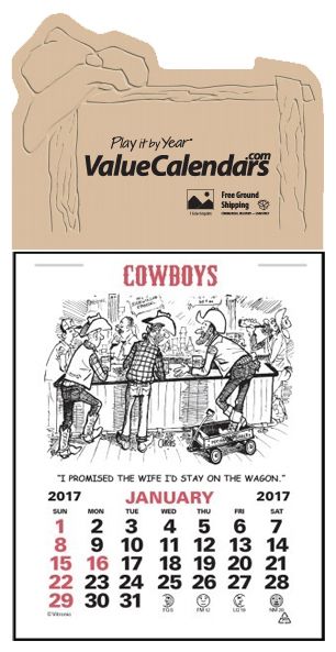 2017 Cowboy Press-n-Stick Calendar | Approx. 3" x 5-1/2" Customized Press-n-Stick Self-Adhesive Calendars Advertising Words, Wild West Theme, Promotional Calendar, Trade Show Giveaways, Mini Calendars, Art Calendar, Currier And Ives, Cowboy Western, Western Art