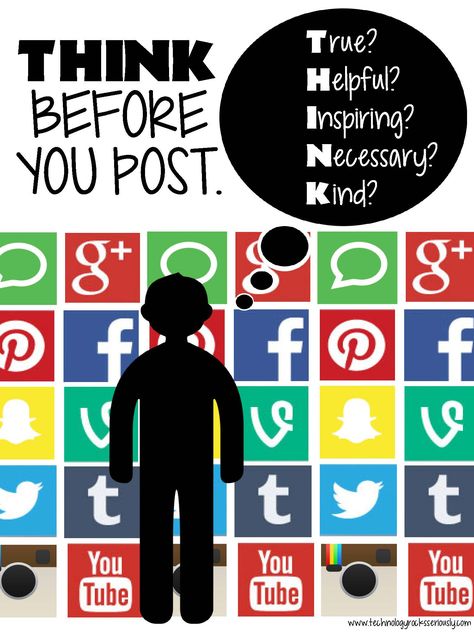 Think Before You Post - by technology rocks. seriously. <slong@csisd.org> Think Before You Click Poster Ideas, Social Media Negative, Think Before You Post, Internet Safety Tips, Think Poster, Most Pinned, Prayer Inspiration, Technology Posters, Internet Router