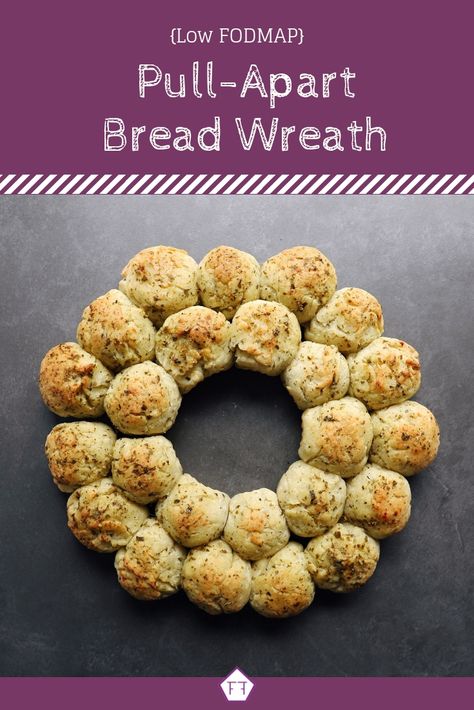 Looking for a low FODMAP roll recipe this holiday season? Try this low FODMAP pull-apart bread wreath! FODMAP Recipes | FODMAP Diet | Low FODMAP Diet | IBS Recipes | IBS Diet | IBS Diet Recipes | Low FODMAP Side Dishes | FODMAP Side Dish Recipes | FODMAP Side Dish Holiday | FODMAP Side Dish Holiday Recipes | Gluten-Free Rolls | Gluten Free Pull Apart Bread #fodmap #glutenfree www.fodmapformula.com Fodmap Side Dishes, Fodmap Appetizers, Ibs Diet Recipes, Recipes Low Fodmap, Low Fodmap Appetizers, Gluten Free Fall Recipes, Bread Wreath, Low Fodmap Snacks, Fodmap Snacks