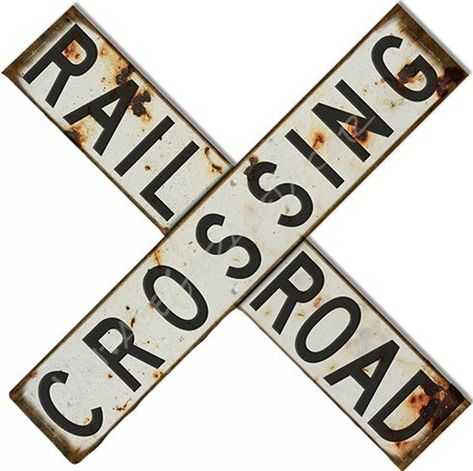 Vintage Style " Railroad Crossing " Train Metal Sign, Rusted  $20.00 Railroad Crossing Signs, Faux Rust, Railroad Crossing, Crossing Sign, Metal Barn, Porcelain Signs, Laser Cut Metal, Garage Art, Model Railroad