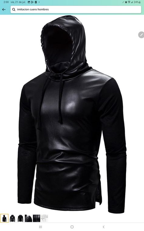 Luxury Black Techwear Hooded Jacket, Black Windproof Techwear Hoodie, Black Techwear Hoodie, Techwear Long-sleeve Hoodie, Leather T Shirt, Leather Hoodie, Autumn Trends, Black Gore-tex Hooded Outerwear, Sports Shirts