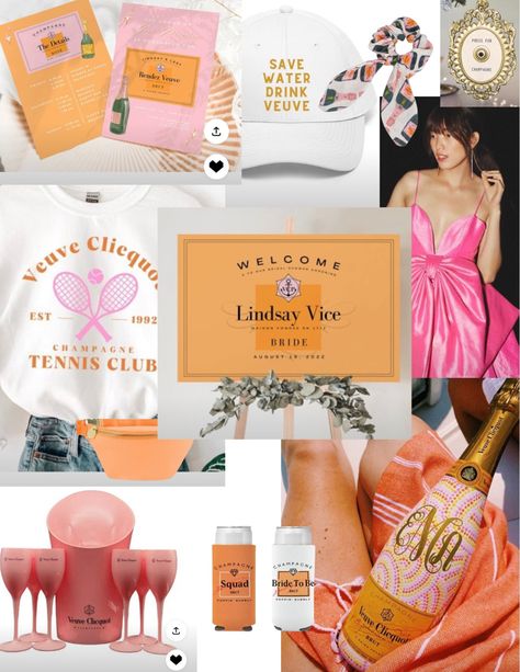 Everything you need for a Veuve Before Vows bachelorette party! Follow us for more bach inspo @bachtobasic on Instagram! Last Soiree Bachelorette, Veuve Clicquot Bachelorette, Pink Veuve Clicquot, Veuve Before The Vows, Veuve Party Decor, Veuve Clicquot Theme Party, Bachelorette Themes Charleston, Veuve Bachelorette Theme, Bachelorette Nightly Themes