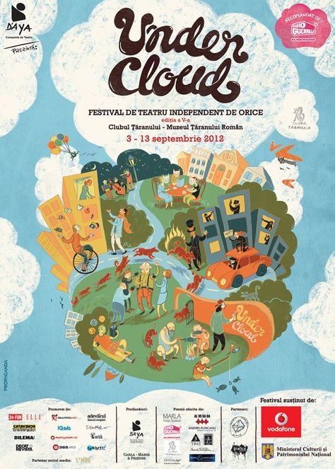 UNDERCLOUD by Maria Surducan, via Behance Events Poster, Theatre Festival, Desain Buklet, Graphic Design Brochure, Music Festival Poster, Bird Stand, Graphic Poster Art, Art Poster Design, Poster Layout