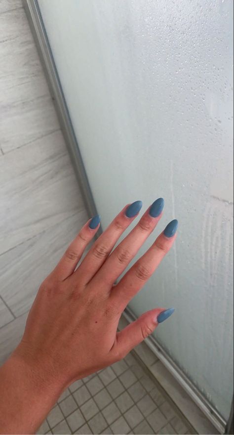 Greyish Blue Nails, Greyish Blue, Almond Nails, Blue Nails, Almond, Nails, Blue