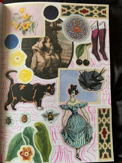 The Antiquarian Sticker Book, John Derian Sticker Book, Antiquarian Sticker Book Ideas, Antiquarian Sticker Book, Sticker Collage, Pretty Journals, Commonplace Book, John Derian, Scrapbook Art