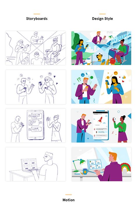 Storyboard Examples, Storyboard Drawing, Storyboard Ideas, Adobe Illustrator Design, Storyboard Illustration, Web Trends, Vector Character Design, Explainer Video, Motion Graphics Design