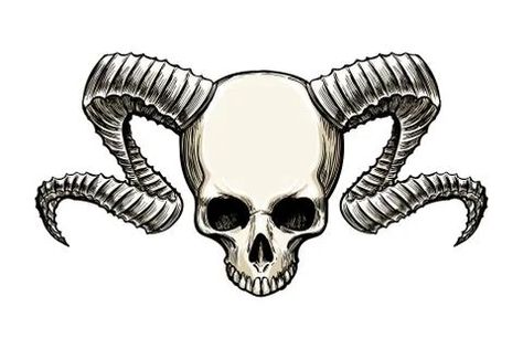 Human With Horns, Skull With Horns Tattoo, Human Horns, Horns Tattoo, Tattoo Banner, Skull Human, Skull With Horns, Ram Skull, Ram Horns