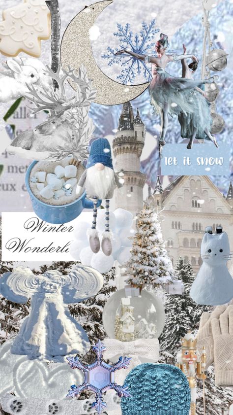 Winter Blue Aesthetic Wallpaper, Winter Blue Wallpapers Aesthetic, Aesthetic Wallpaper For Winter, Blue And White Christmas Wallpaper, Christmas Core Wallpaper, Cute Blue Christmas Wallpaper, Blue Winter Wallpaper Aesthetic, Christmas Wallpaper Aesthetic Blue, Winter Background Collage